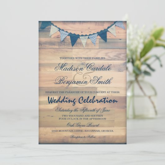 Invitations en bois rustiques de mariage de (Debout devant)