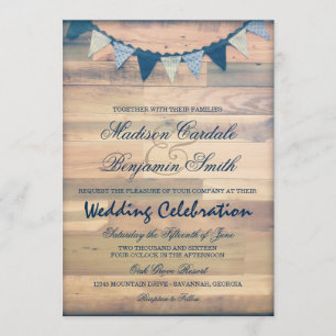 Invitations en bois rustiques de mariage de
