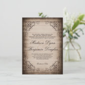 Invitations en bois rustiques de mariage de cadre (Debout devant)