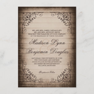 Invitations en bois rustiques de mariage de cadre
