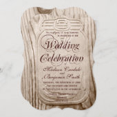 Invitations en bois rustiques de mariage de pot de (Devant / Derrière)