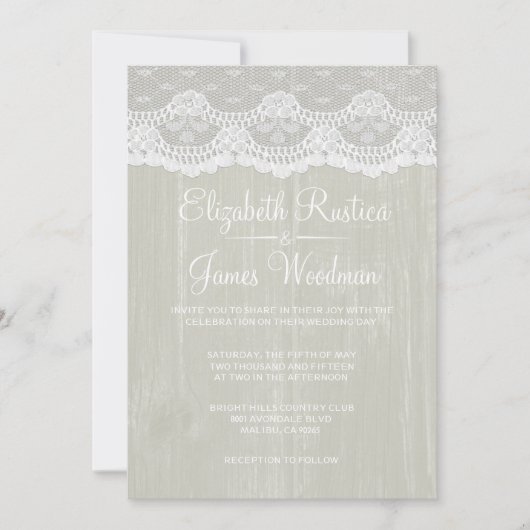 Invitations en bois rustiques enes ivoire de (Devant)