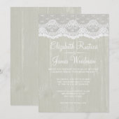 Invitations en bois rustiques enes ivoire de (Devant / Derrière)