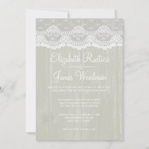 Invitations en bois rustiques enes ivoire de