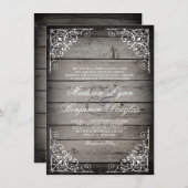 Invitations en bois rustiques vintages de mariage (Devant / Derrière)