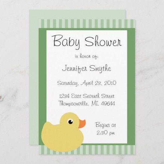 Invitations en bon état mignonnes douces de baby (Devant / Derrière)