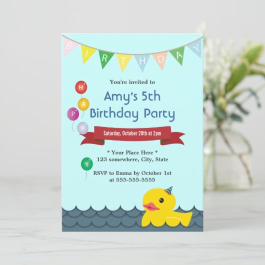 Invitations en caoutchouc mignonnes d'anniversaire (Debout devant)