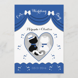 Invitations en couple Mariage de Blue Cat