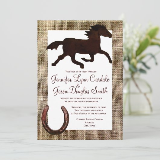 Invitations en fer à cheval de mariage de cheval (Debout devant)