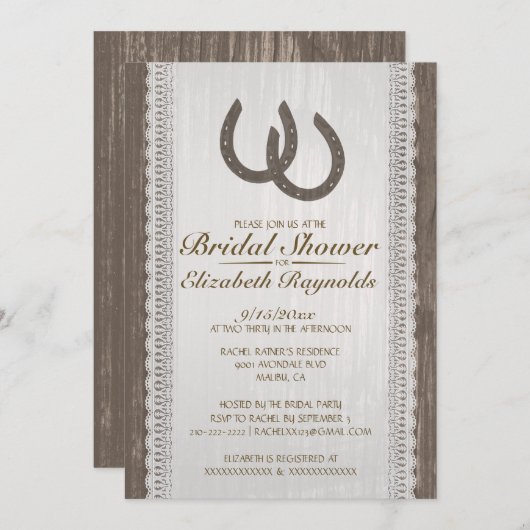 Invitations en fer à cheval occidentales de Fête (Devant / Derrière)