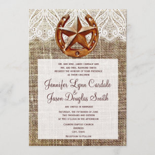 Invitations en fer à cheval rustiques de mariage