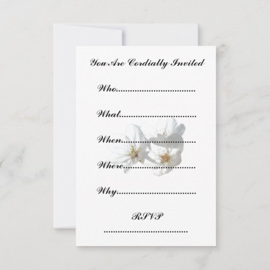 Invitations en fleurs blanches Cartes RSVP personn (Dos)