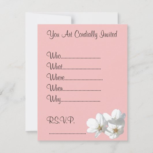 Invitations en fleurs roses Cartes RSVP personnali (Dos)