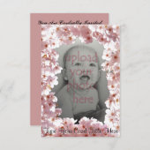 Invitations en fleurs roses Cartes RSVP personnali (Devant / Derrière)