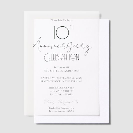 Invitations En Vélin 10e anniversaire Mariage minimum (Compenser)