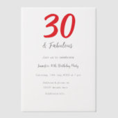 Invitations En Vélin 30e anniversaire ajouter nom date année noir (Recto)