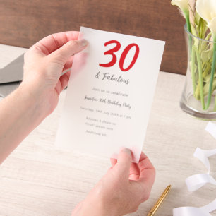 Invitations En Vélin 30e anniversaire ajouter nom date année noir