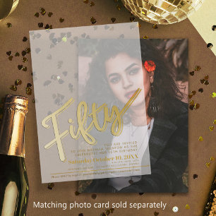 Invitations En Vélin 50ème anniversaire de l'écriture or superposition