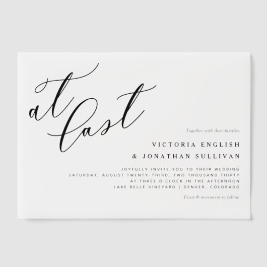 Invitations En Vélin À Dernier Black Modern Calligraphy Mariage (Recto)