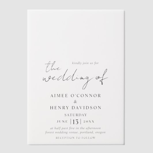 Invitations En Vélin Aimee Rustic Script Mariage moderne (Recto)