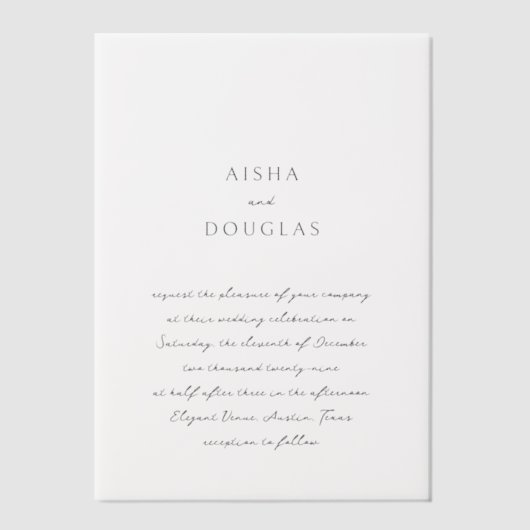 Invitations En Vélin Aisha Elegant Mariage moderne (Recto)