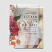 Invitations En Vélin Amaryllis rouge et Mariage floral d'automne (Décalage (Couple))