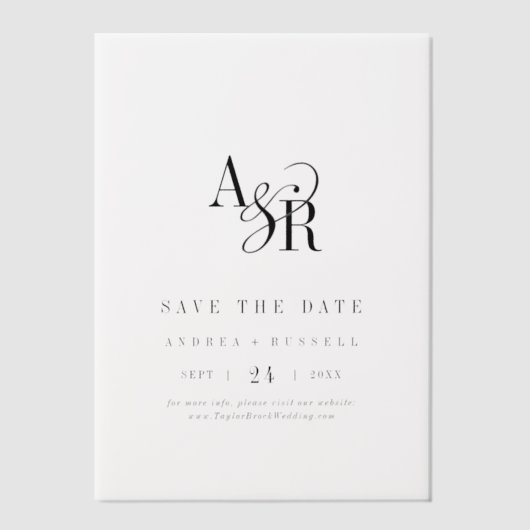 Invitations En Vélin ANDREA Mariage moderne simple Enregistrer la date (Recto)