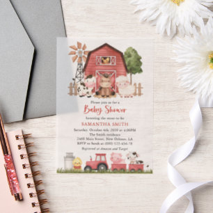Invitations En Vélin Animaux de la ferme, Animaux mignons, Grange rouge