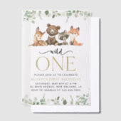 Invitations En Vélin Animaux des bois, Forêt, Un sauvage, Premier anniv (Compenser)