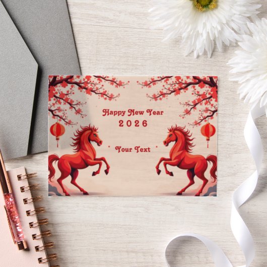 Invitations En Vélin Année du cheval 2026 (Mariage)