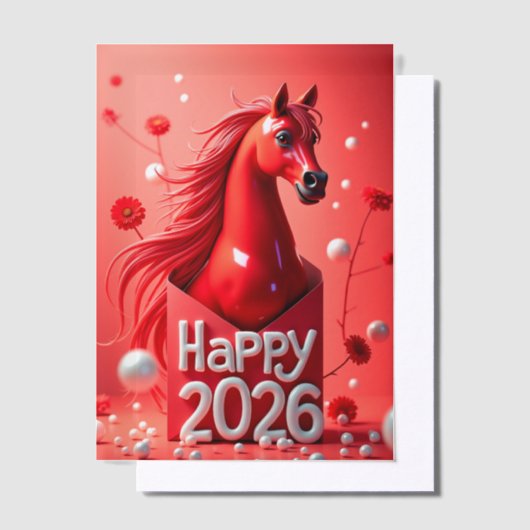Invitations En Vélin Année du cheval 2026 (Compenser)