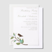 Invitations En Vélin Anniversaire d'oiseau (Compenser)