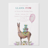 Invitations En Vélin Anniversaire Llama (Recto)