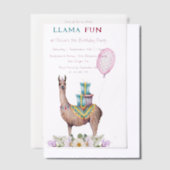 Invitations En Vélin Anniversaire Llama (Compenser)