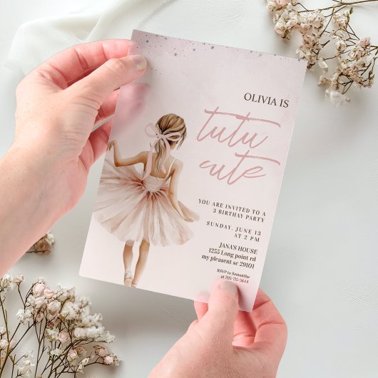 Invitations En Vélin Anniversaire rose Ballerina élégant