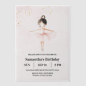 Invitations En Vélin Anniversaire rose Ballerina élégant (Recto)