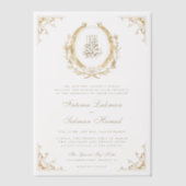 Invitations En Vélin Antique Gold Crest Mariage musulman (Recto)