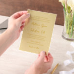 Invitations En Vélin Antonia Butter Jaune Mariage élégant<br><div class="desc">Invitations de mariage élégantes avec un design simple avec des polices de script et de serif.</div>