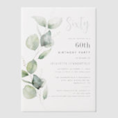 Invitations En Vélin Aquarelle 60e anniversaire fête Eucalyptus (Recto)