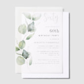 Invitations En Vélin Aquarelle 60e anniversaire fête Eucalyptus (Compenser)