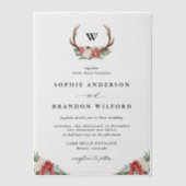 Invitations En Vélin Aquarelle Antler Wreath Monogram Mariage de vacanc (Recto)