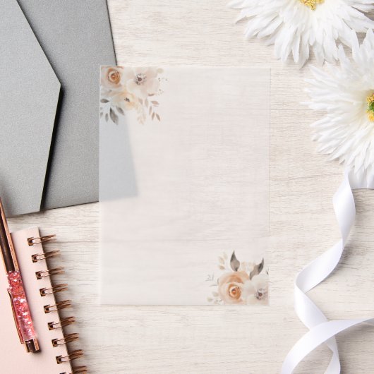 Invitations En Vélin Aquarelle beige Fleurs Mariage (Mariage)