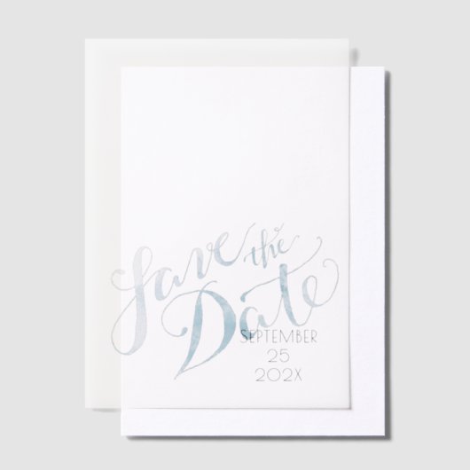 Invitations En Vélin Aquarelle bleu Enregistrer la superposition de dat (Compenser)