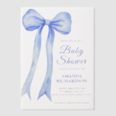 Invitations En Vélin Aquarelle bleue a Bow Bow Baby shower (Recto)