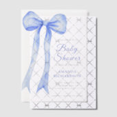 Invitations En Vélin Aquarelle bleue a Bow Bow Baby shower (Décalage (Invitation))