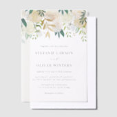 Invitations En Vélin Aquarelle bleue Hydrangea Hiver Floral Mariage (Compenser)