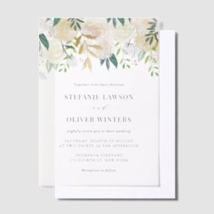 Invitations En Vélin Aquarelle bleue Hydrangea Hiver Floral Mariage