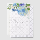 Invitations En Vélin Aquarelle bleue Hydrangea Hiver Floral Mariage (Décalage (Invitation))