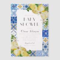 Aquarelle Carrelage bleu Citrons Baby shower itali