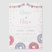 Invitations En Vélin Aquarelle Donuts & Confetti Spanish Gender Revela (Recto)